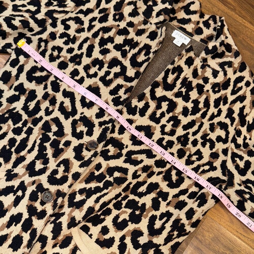 J.Crew Leopard Print Mid‑Length Cotton Cardigan - Picture 6 of 8